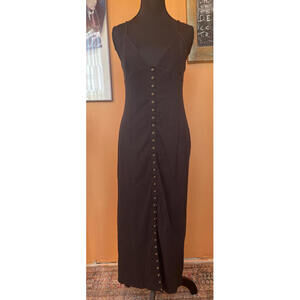 Free People Intimately- Ribbed Button Down Long Maxi Dress Black- Medium